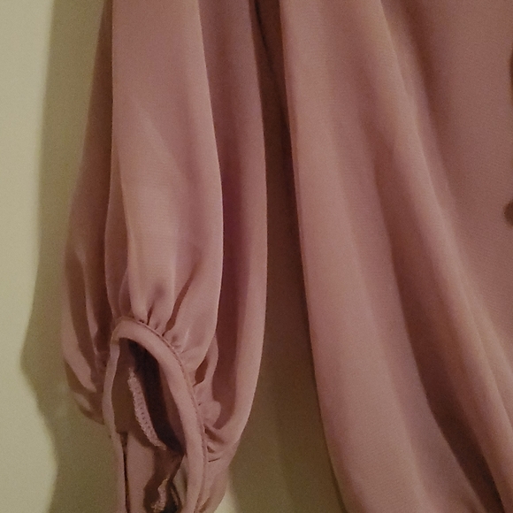 Dusty rose Limite sheer ruffle crossover blouse - Picture 3 of 4